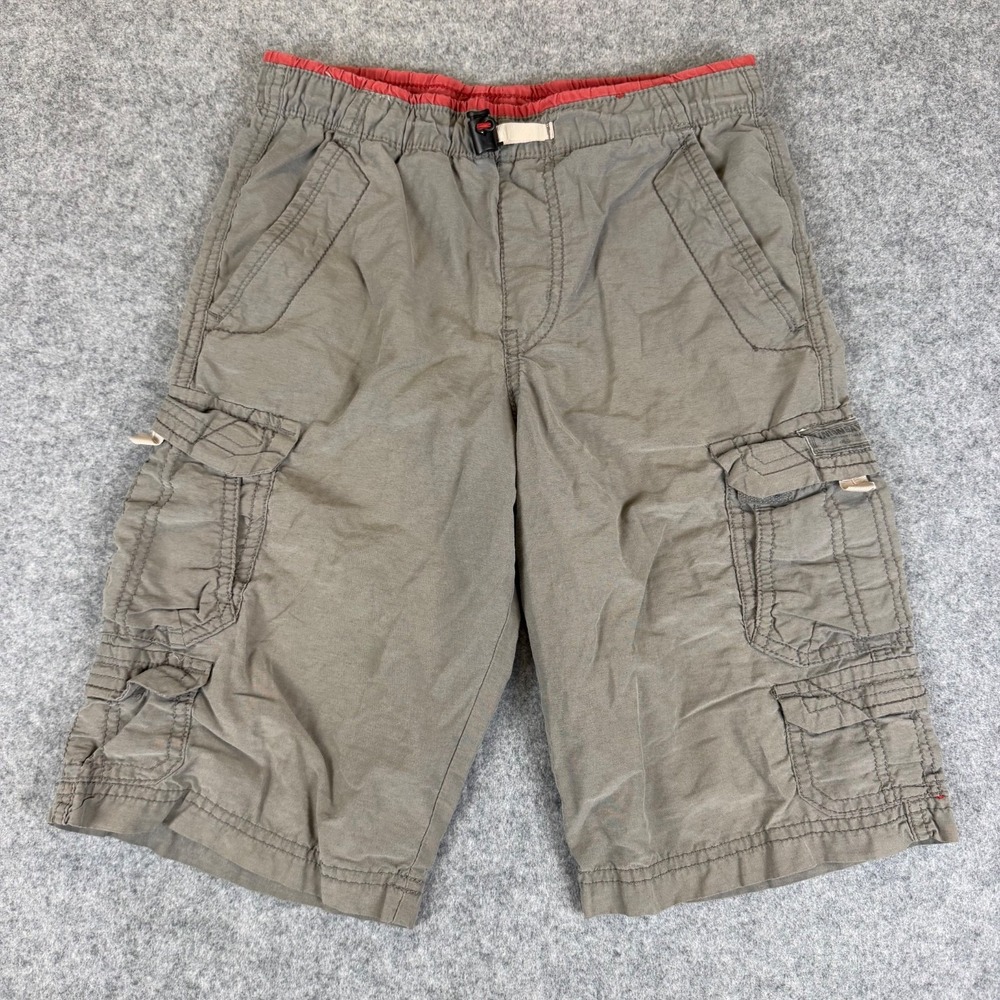 Unionbay Boy 8 Green Cargo Shorts Elastic Belt Hiking Cotton Casual Multi Pocket
